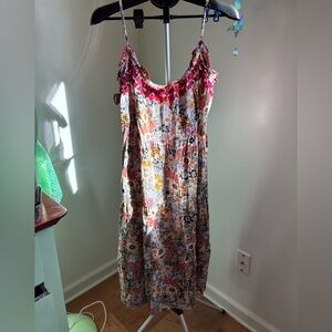 NATURAL LIFE Harley Embroidered Multicolor Garden Floral Midi Dress M Medium